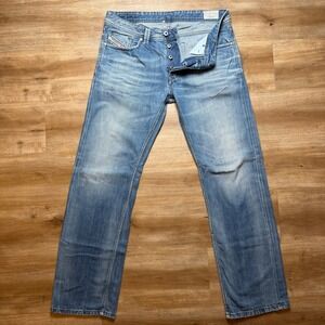 Diesel‎ Larkee Jeans Mens 33x32 Light Wash Blue Regular Straight Leg Denim 0849A